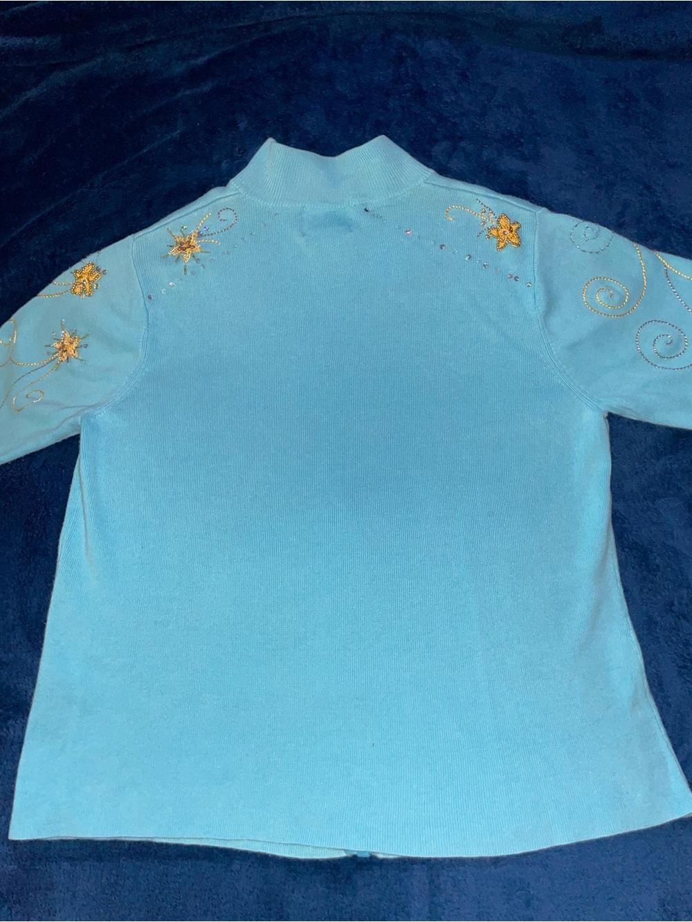 Quacker Factory Light Blue Embellished Sweater Top Set - Picture 5 of 9